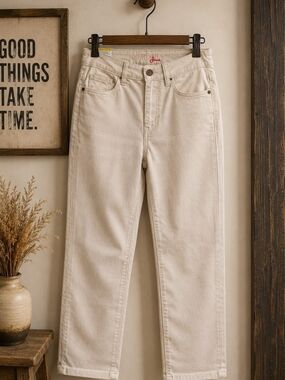 NWT Santana Jeans Size 6 Ivory Tan Tummy Control Mid Rise Straight Leg